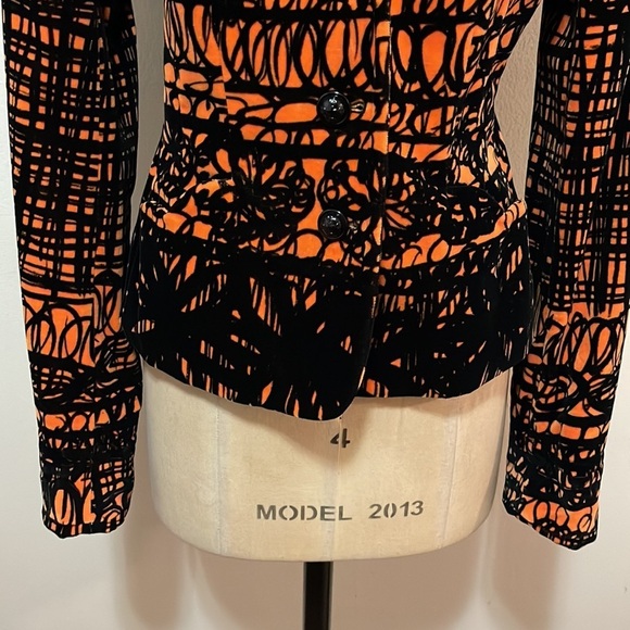 Moschino Cheap Chic Orange Black Velvet Blazer The Nanny - Picture 5 of 14